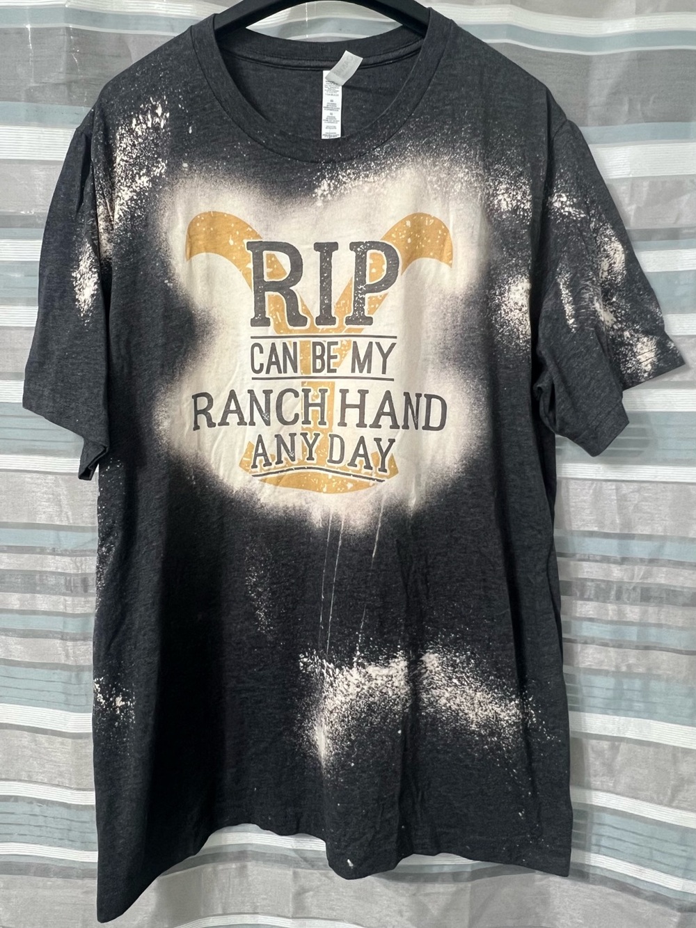 RIP Can Be My Ranch Hand Any Day Yellowstone Graphic Tee - Dark Gray & Gold